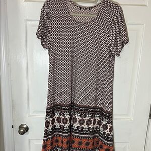 Patterned Short Sleeve Dress